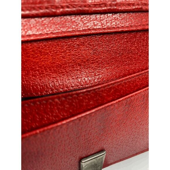 Vintage Gucci Authentic Red Leather Long Slim Wallet w/ Light Wear - Picture 4 of 12